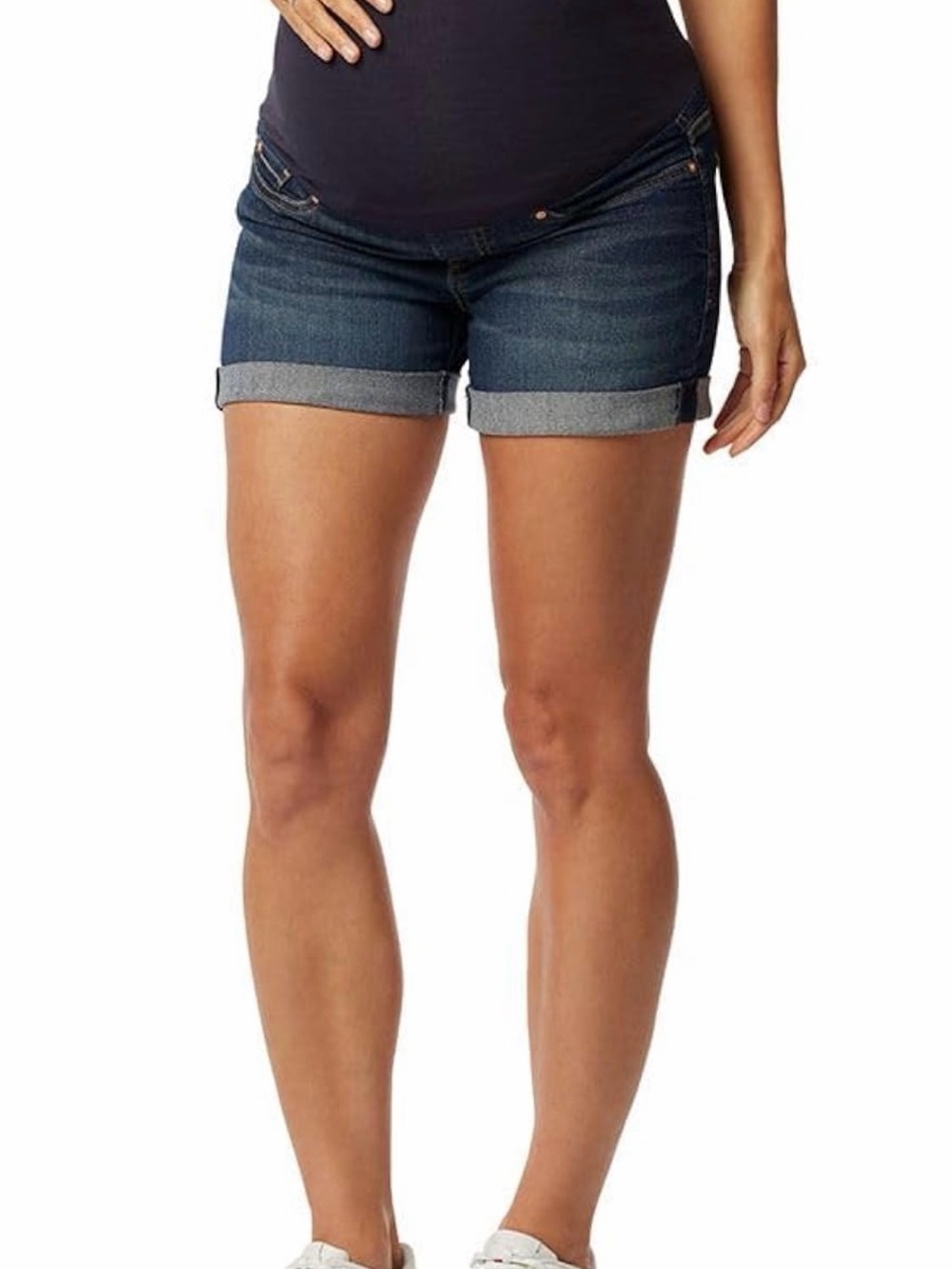 Signature by Levi Strauss Dark Blue Roll-Cuff Maternity Jean Shorts